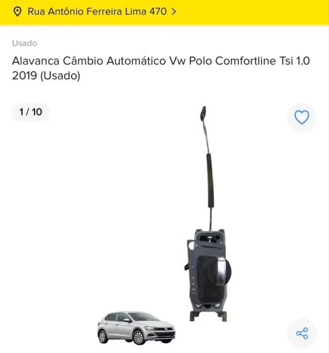 ALAVANCA CÂMBIO COM CABO VOLKSWAGEN POLO TSI 2019