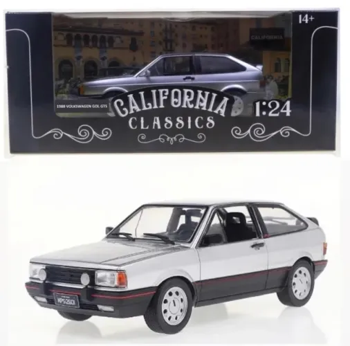 Miniatura Volkswagen Gol GTS 1988 Prata escala 1/24 California Classics