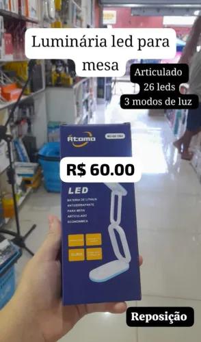Luminária LED para Mesa - 26 Leds - Articulada