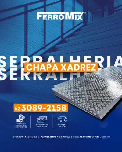 "Chapa Xadrez Aço Antiderrapante | Várias Medidas | Entrega Rápida | Parcelamento em 10x