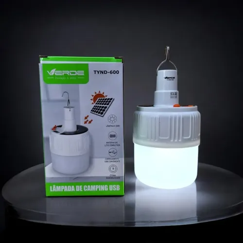 Lâmpada de Camping USB com Placa Solar