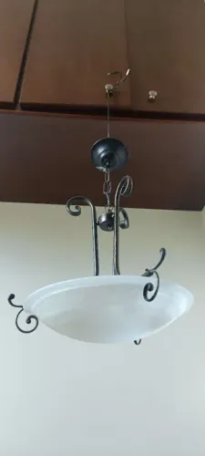 Lustre bronze envelhecido com vidro marmorizado 