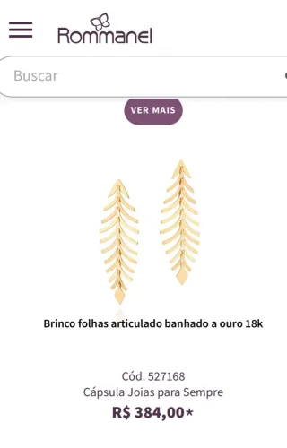 Brinco Folhas Articulado Banhado a Ouro 18k Rommanel
