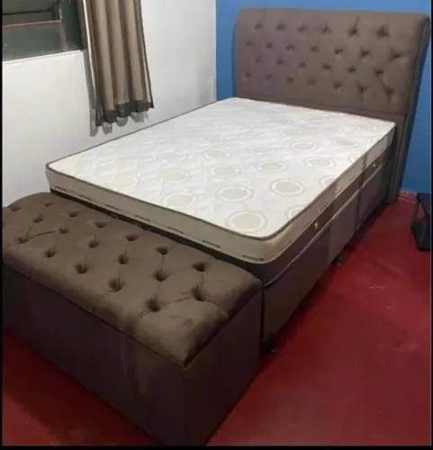 Cama Box Casal com Baú e cabeceira 