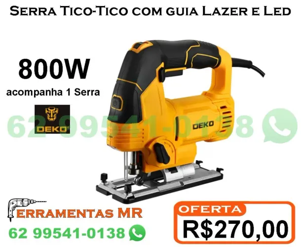 Serra Tico-Tico Deko 800W com guia lazer novo a pronta entrega