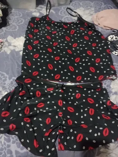 Aceito cartão para Conjunto de pijama com estampa de beijo
