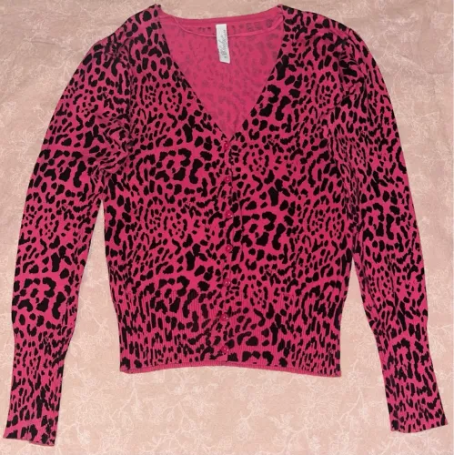 Cardigã Animal Print Rosa - Tamanho P