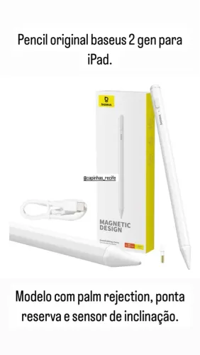 Caneta para ipad baseus gen 2 magnética rejeição da palma 