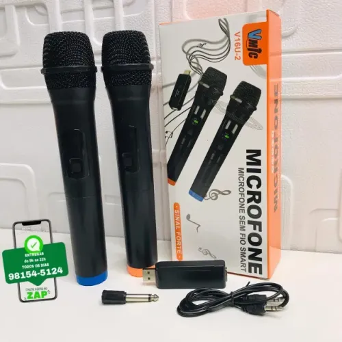 Microfone Sem Fio Duplo Vmick - Entrega das 9 até 22hrs