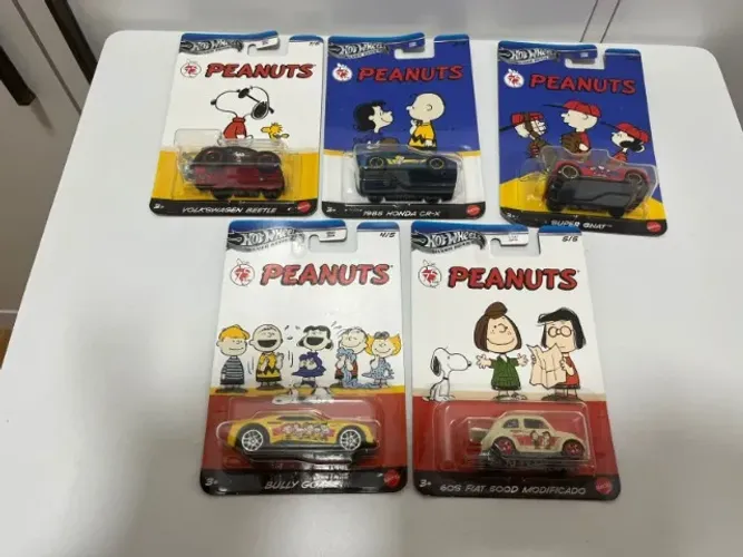 Coleção Hot Wheels - Peanuts 75 anos - Lote Completo (5 unidades, Lacrados)