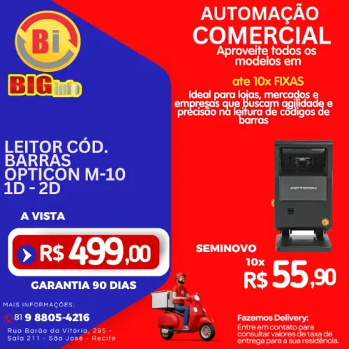 Leitor Fixo Codigo de Barras Opticon 1D 2D - M10 Garantia