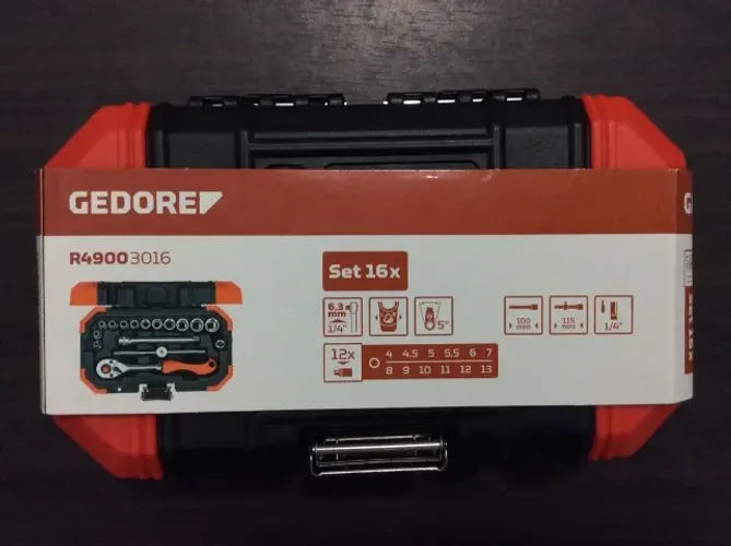 Jogo de soquetes 1/4 pol sextavado com 16 Peças Gedore Red