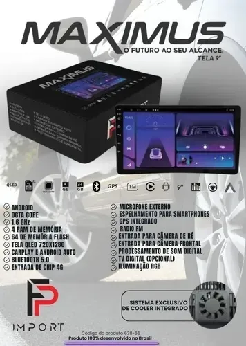 Disponível 9 Polegadas Maximus 4/64 CARPLAY ENTRADA DE CHIP PARA DADOS MÓVEIS