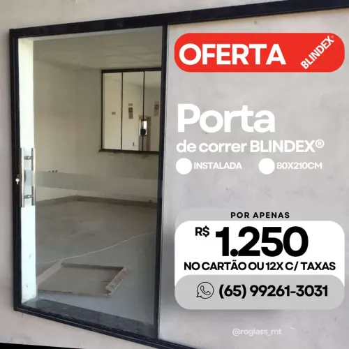 Porta de correr blindex 80x210cm - R$ 1.250