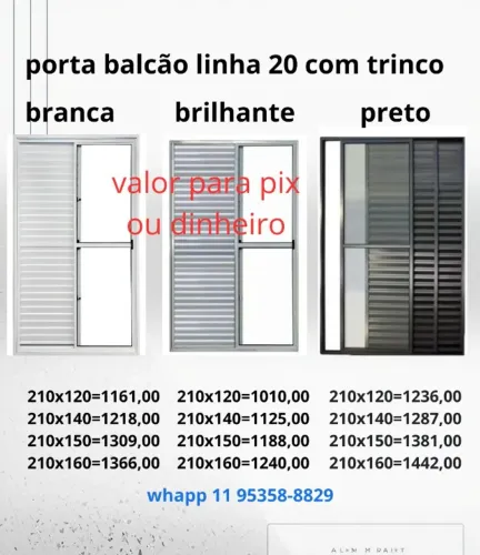 porta balcão 3 folhas linha 20 com trinco direto da fabrica pagamento no momento da entrea
