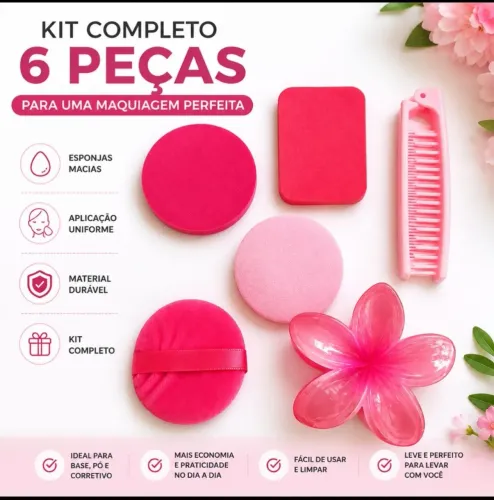 Kit de Maquiagem Feminino com Acessórios e Esponjas - Novo Lacrado