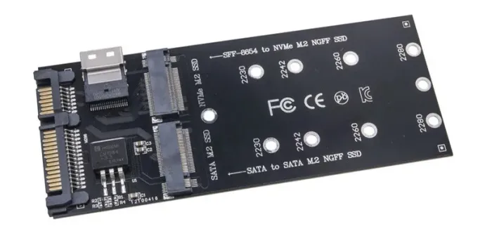 Adaptador SSD M.2 NVMe + SSD M.2 NGFF SATA para Conversor SFF-8654 Cartão Expansão para PC