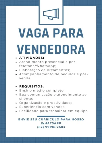 VAGAS DE EMPREGO - CONTRATAÇÃO