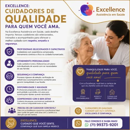 Cuidadores de pessoas com qualificação e experiência, focado na segurança do paciente