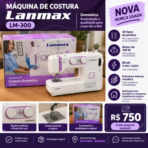 Máquina de Costura Lanmax LM-300 ? Nova, Nunca Usada
