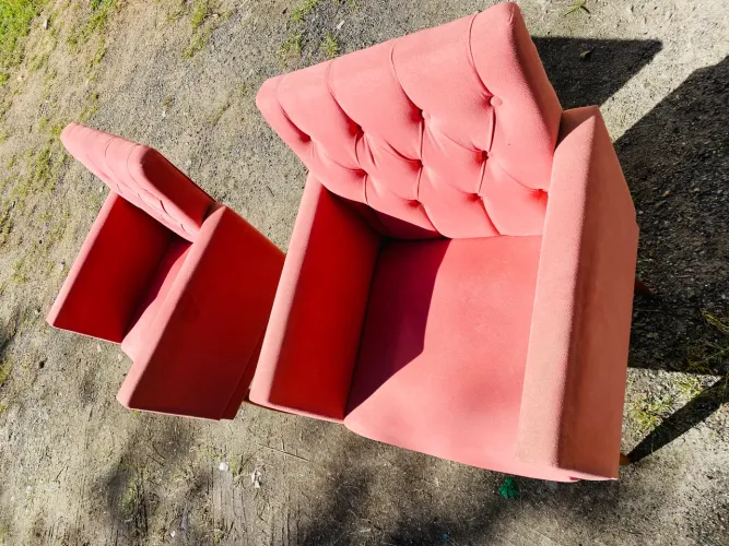 2 Poltronas Decorativas Rosé Pés de Madeira - Excelente Estado|Salao de beleza