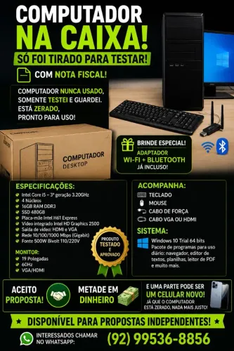 Computador na caixa completo