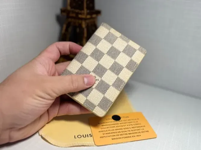 PORTA CARTÃO MASCULINO LOUIS VUITTON OFF WHITE PREMIUM CANVAS COURO TOP AAA CARTEIRA SLIM