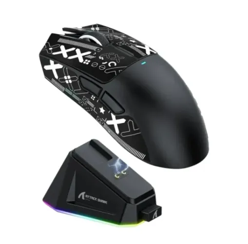 Mouse Gamer Sem Fio Attack Shark X11 PixArt PAW3311 BT 2.4G Base De Carregamento