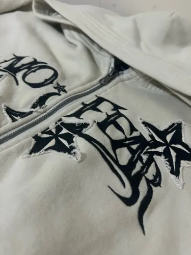 Boxy No Fear Graphic Zip-Up Hoodie