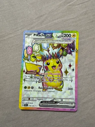 Carta Pokémon coleção Pikachu ex Teracristal da coleção Fagulhas Impetuosas