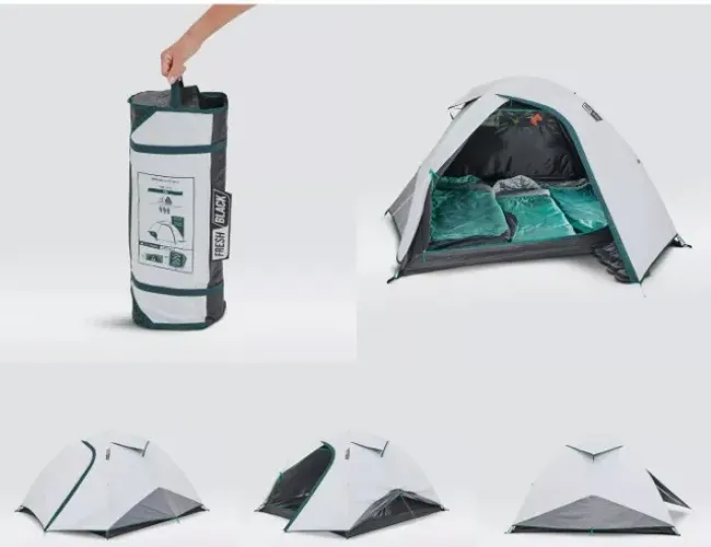 Barraca de Camping 3 Pessoas Fresh & Black MH100 Quechua Branca e Cinza