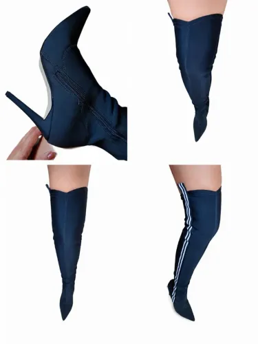 Bota Over The Knee Salto Fino - Estilo Neoprene