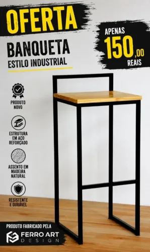 Banqueta estilo industrial mega oferta