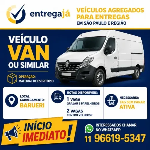 Agrega-se Vans e Similares  - Carregamento em BARUERI.