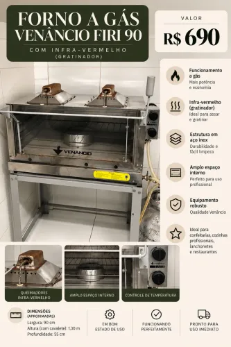 Título: Forno a Gás Venâncio FIRI 90 com Infravermelho