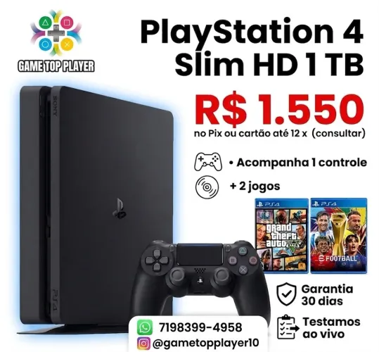 Playstation 4 Slim HD 1 TB com GTA !