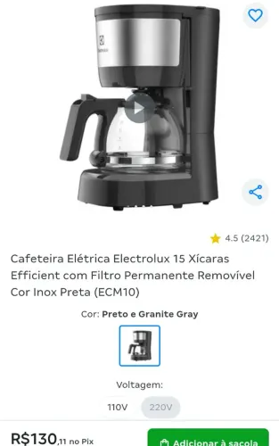 Cafeteira Electrolux 15 xícaras