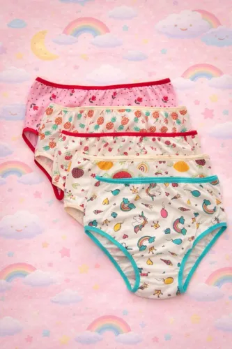 Kit 10 Calcinhas Infantis Malha 100% Algodão Cores Lisas/Estampadas