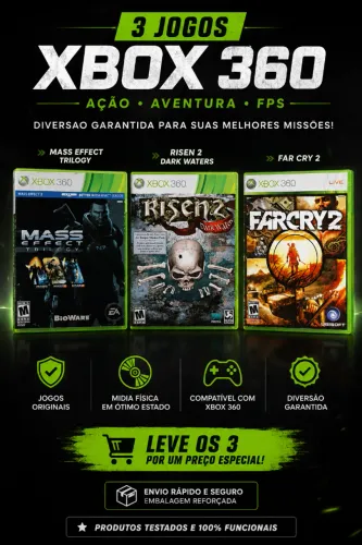 Lote 3 Jogos Xbox 360 - Box Mass Effect, Fable 3 & Risen 2 (Original)
