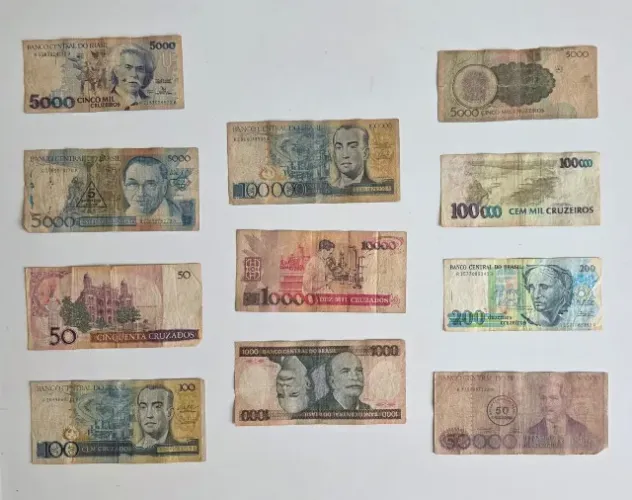 Coleção 11 cédulas antigas do Brasil - diversas épocas