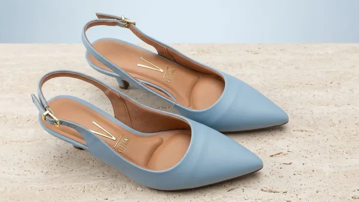 Scarpin Slingback Vizzano Azul Pastel - Conforto e Elegância Premium