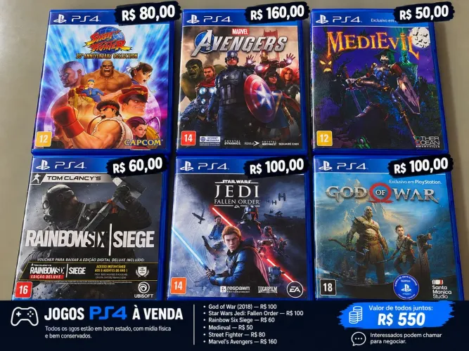 Jogos para Playstation 4 em ótimo estado