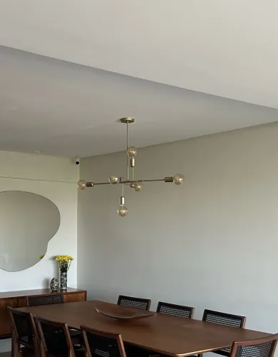 Lustre pendente estilo Sputnik dourado - 6 lâmpadas