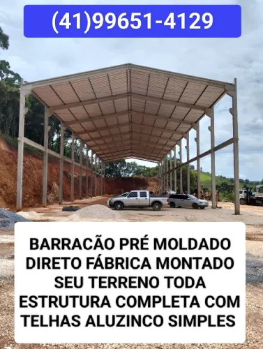 ESTRUTURA COMPLETA BARRACÃO PRÉ MOLDADO DIRETO FÁBRICA MONTADO SEU TERRENO 