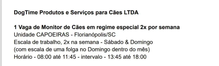 Vaga Monitor de Cães