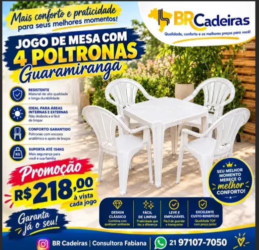 Mesa plastica com poltrona Guaramiranga 