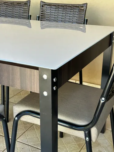 Jogo de mesa vidro 6 cadeiras junco Novo Entregamos
