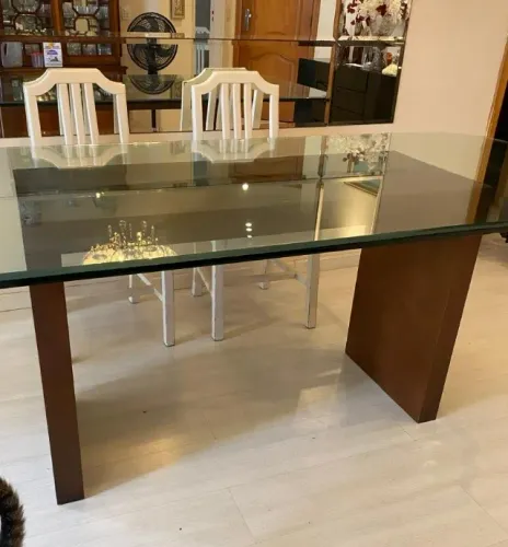 Mesa de Jantar 8 lugares Tampo de Vidro