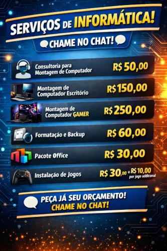 Montagem de computador, formatação, consultoria!