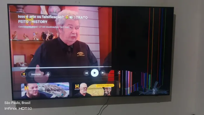 Tv Samsung 65 4k cristal tela quebrada